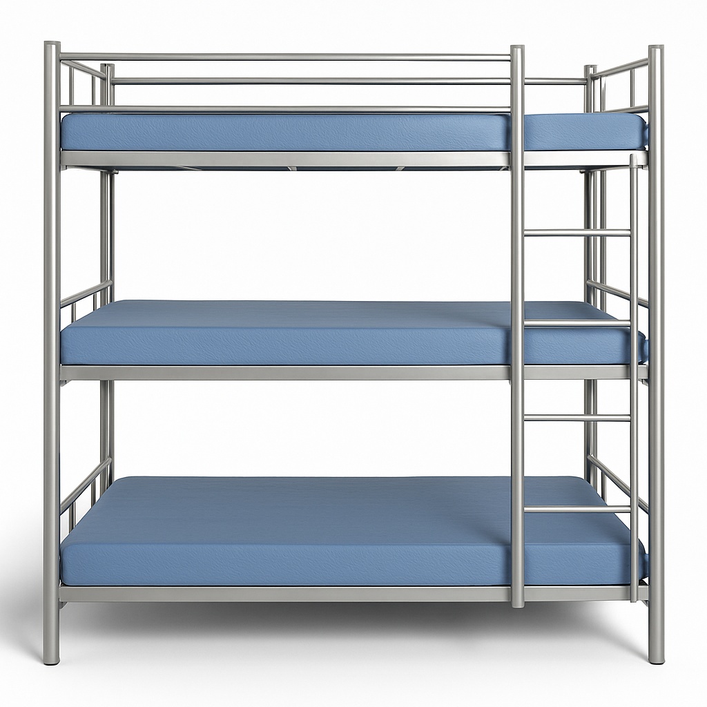 Single Stainless Steel Bunk Bed For Hostel, 7x3 Feet