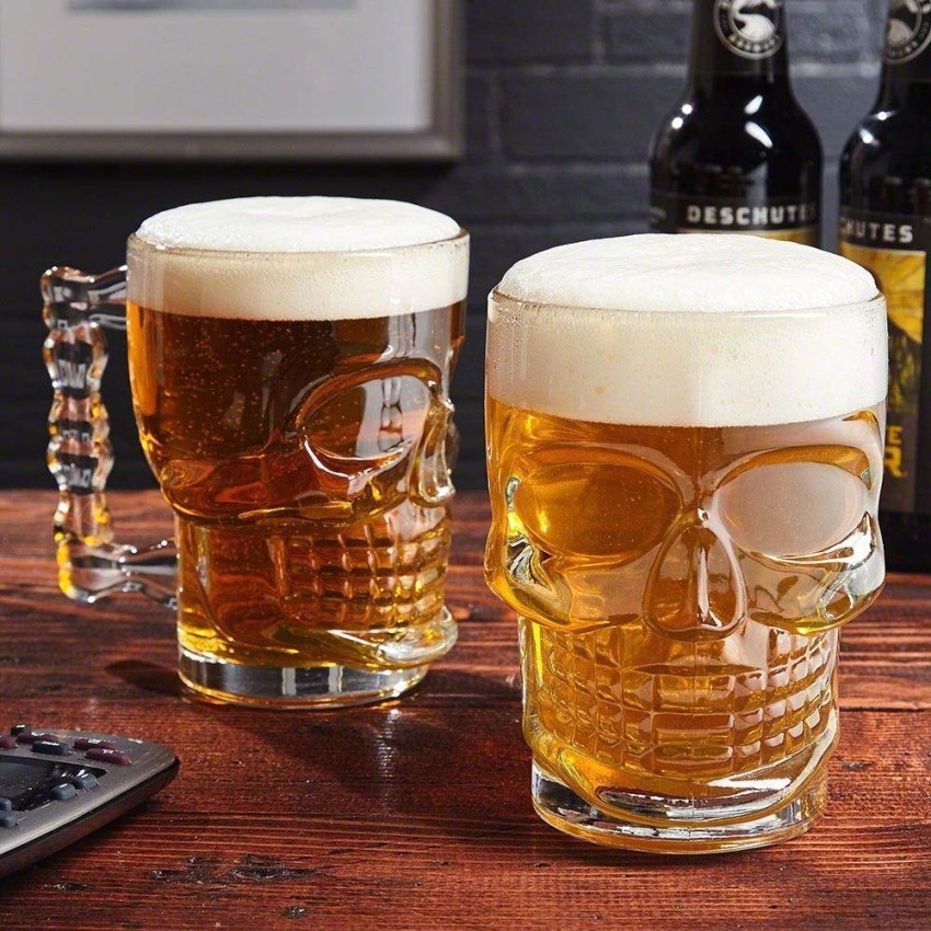 Skull Beer Glass for Home Bar, Set of 1
