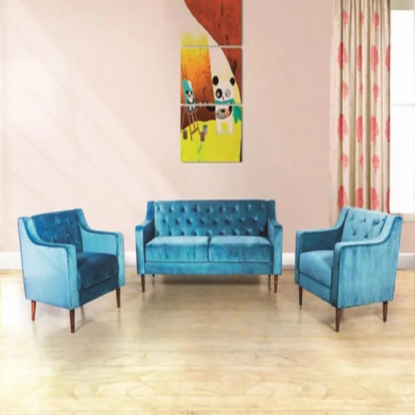 Sky Blue Wood Sofa