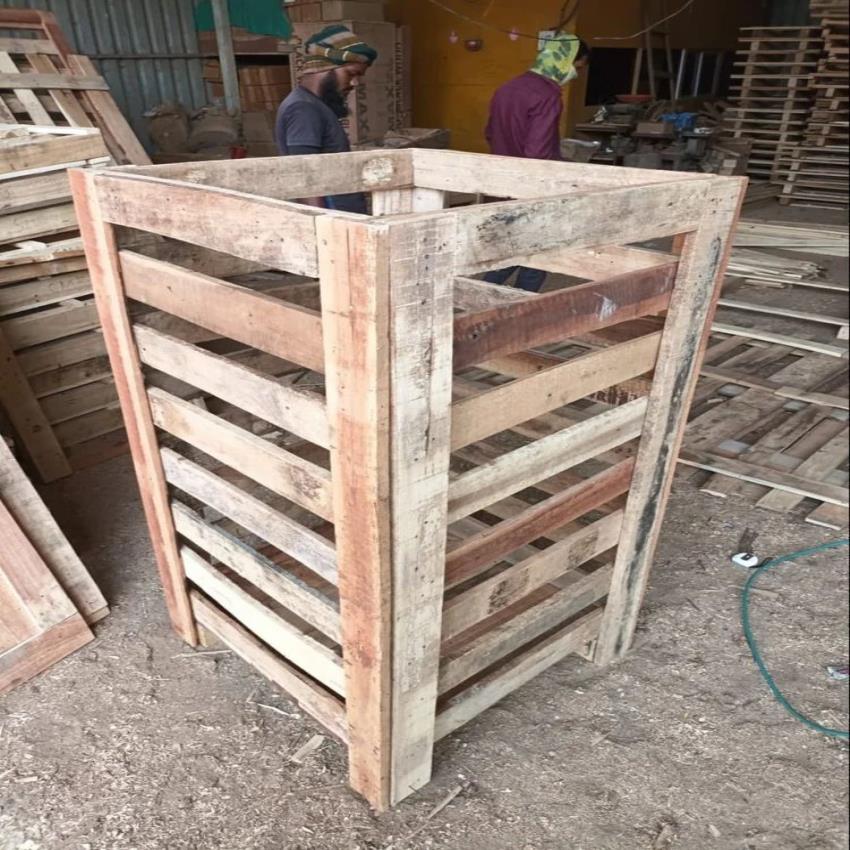 Square Wood Crate Box