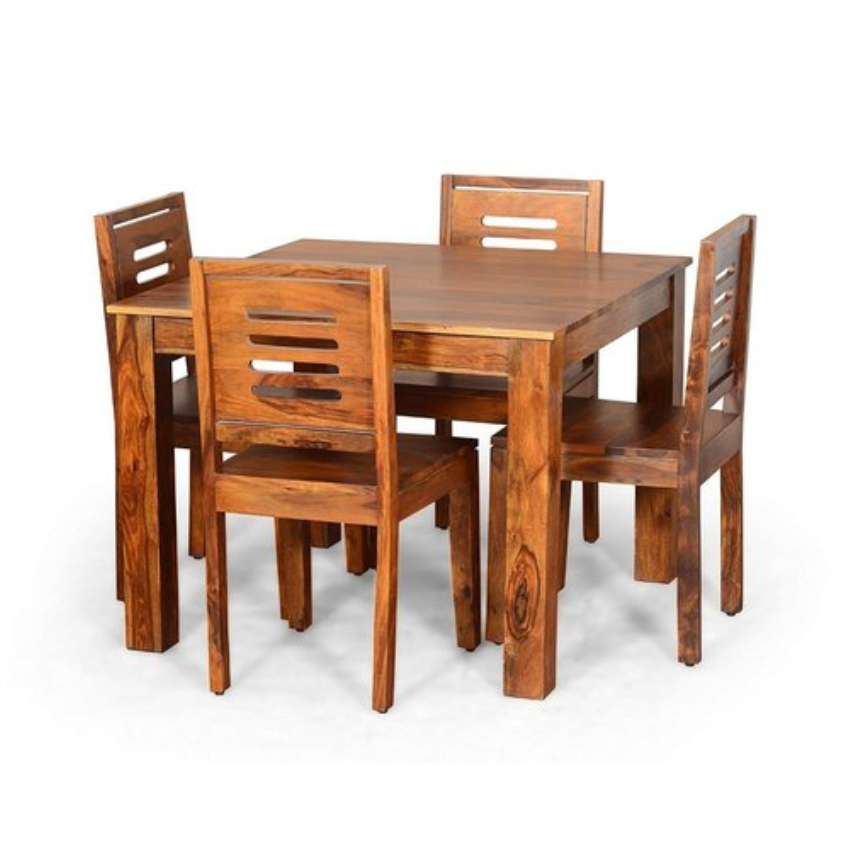 Square Solid Wood Dining Set 4 Person