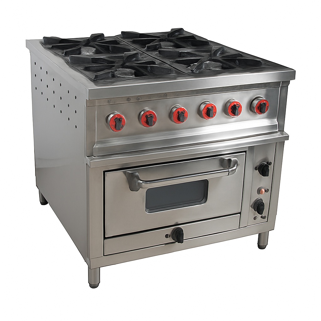 SS Four Burner Commercial Cooking Range