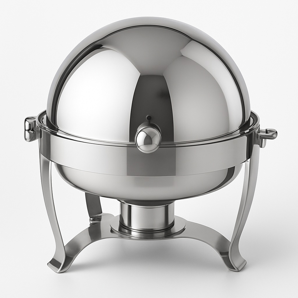 SS Round Chafing Dish, Roll Top Style
