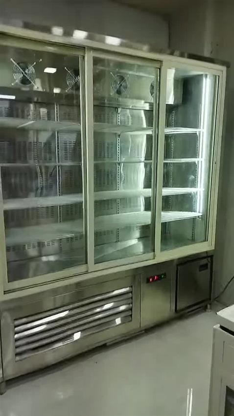 Stainless Steel Glass Refrigerator Display Case, Commercial