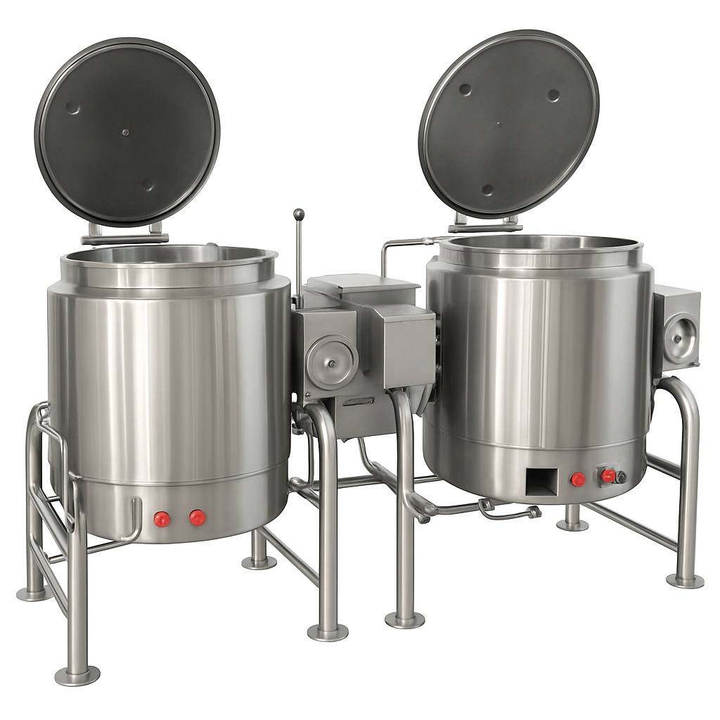 SS 304 2 Burner Steam Cooking Vessel