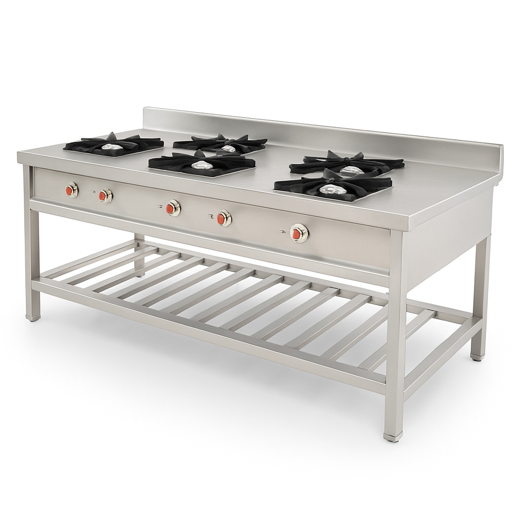 Stainless Steel Five Burner Chinese Range
