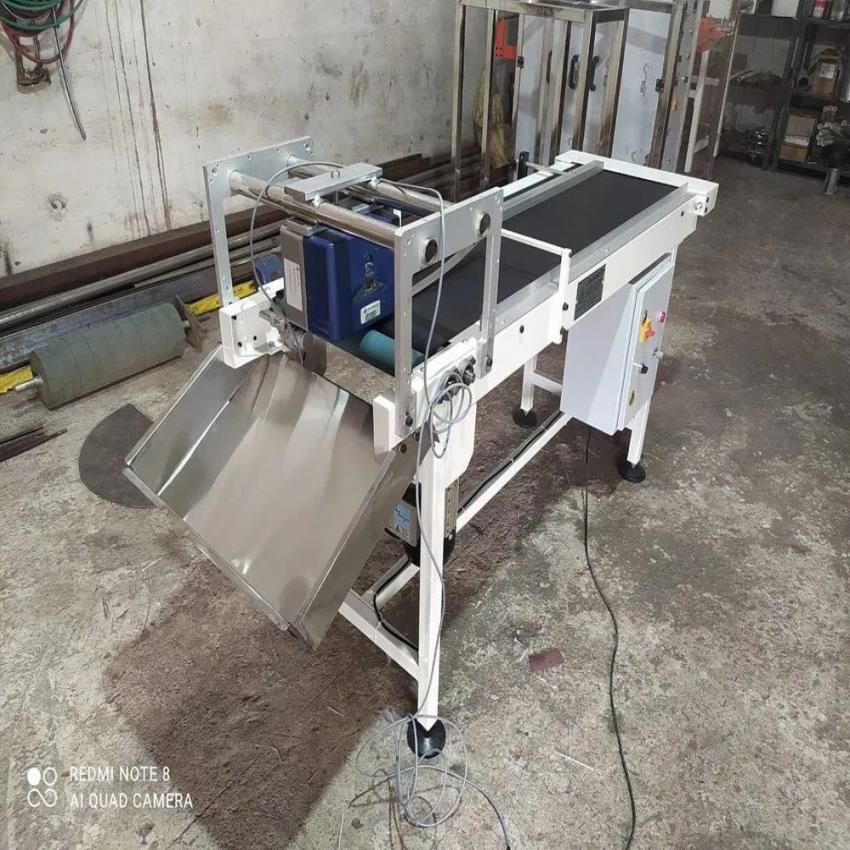 Stainless Steel Pouch Printer Conveyor, 50 Kg/Feet Capacity