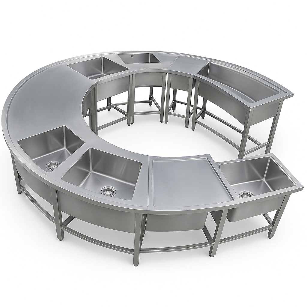 Stainless Steel C Shape Kitchen Sink