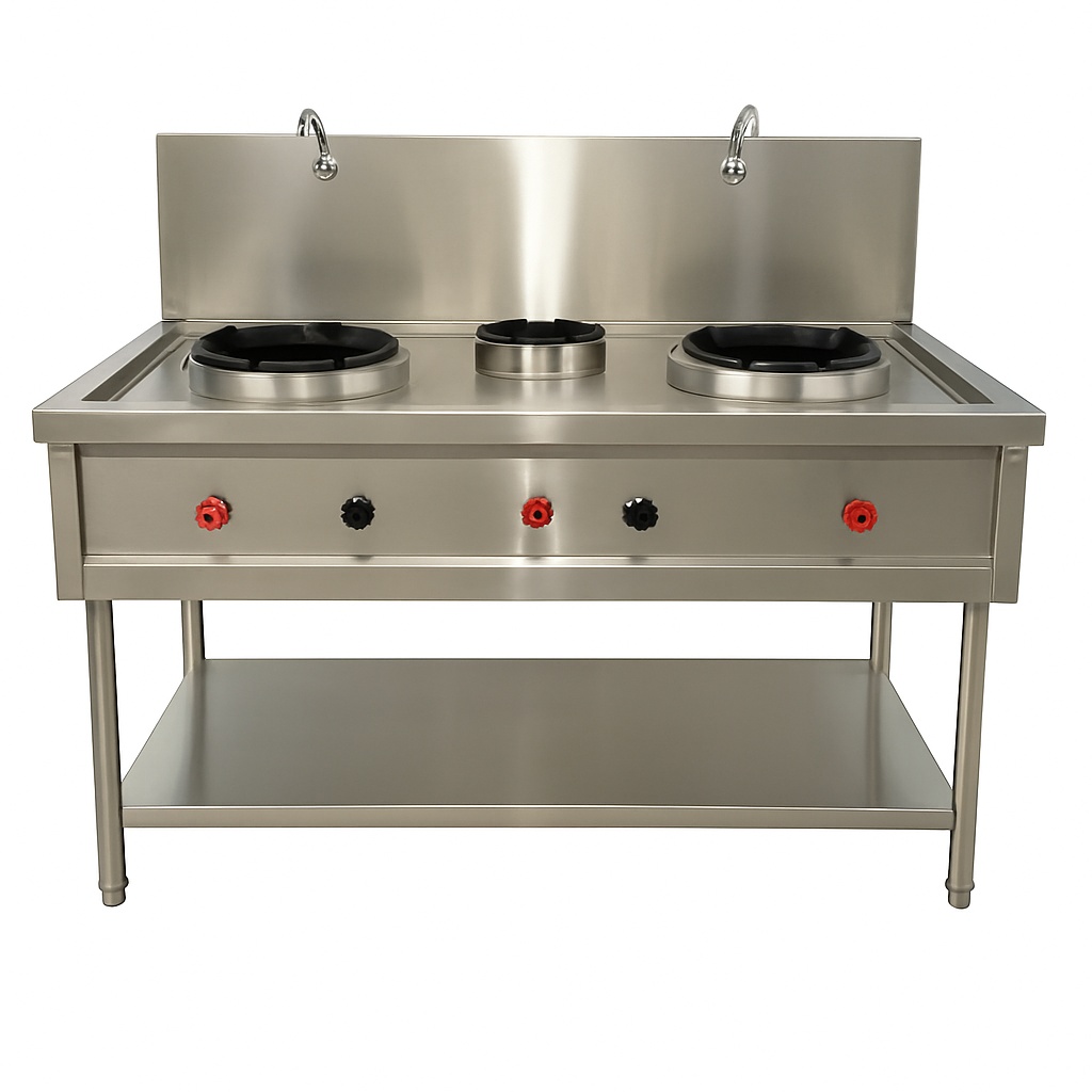 3-Burner Stainless Steel Hotel Range