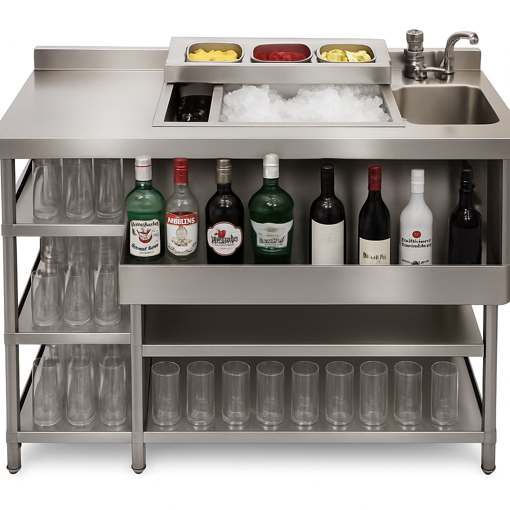 Stainless Steel Cocktail Bar Station With Sink