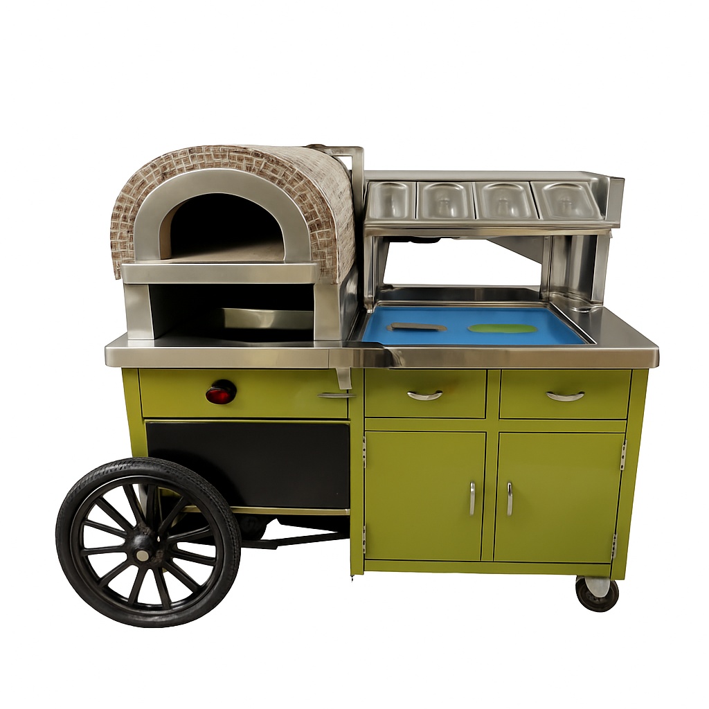 Stainless Steel Green Pizza Cart