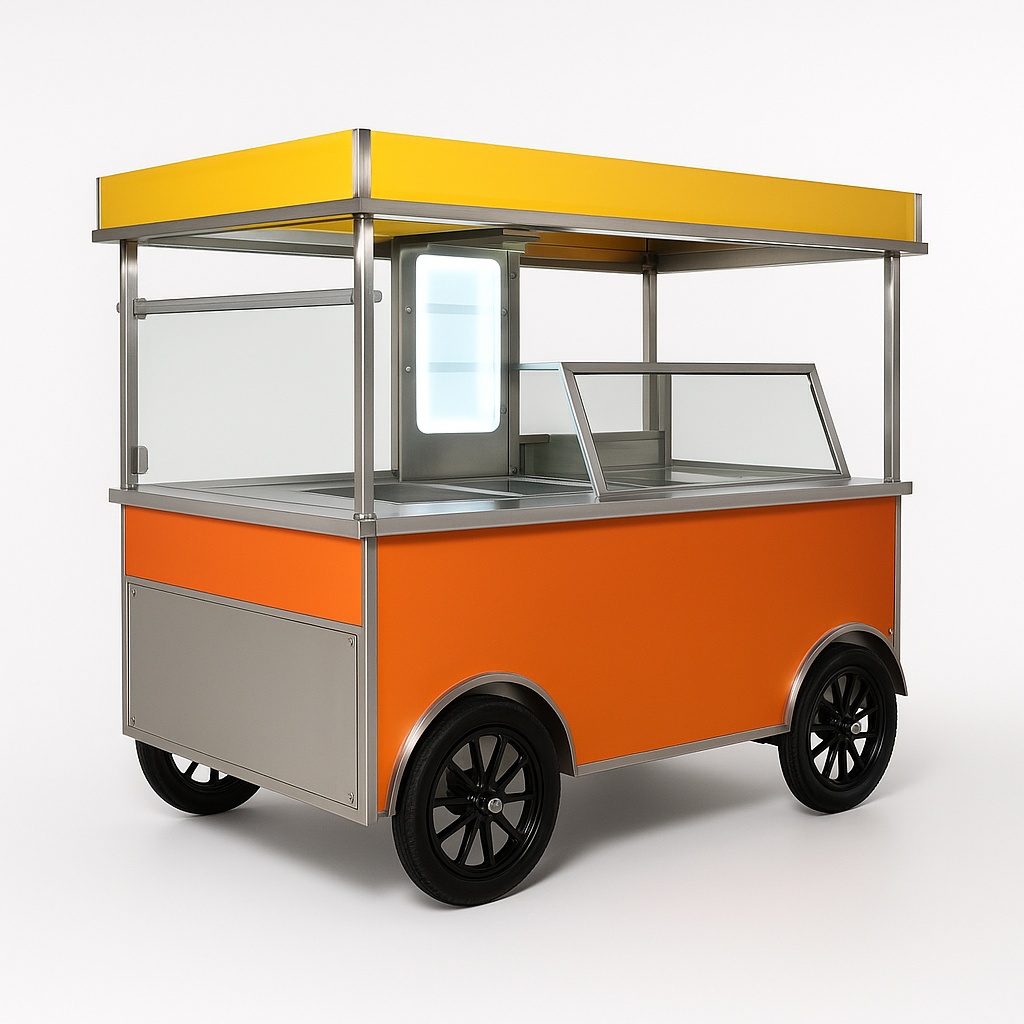 Portable Stainless Steel Ice Cream Cart