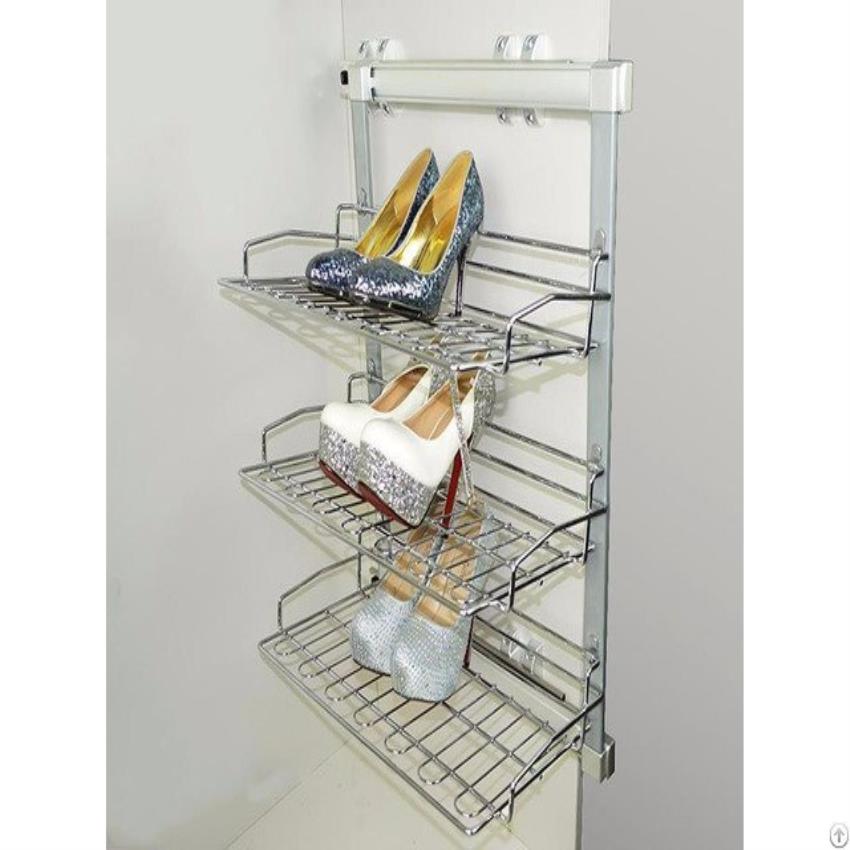 Steel Powder Coated Wall Mount Shoe Rack, 3 Tiers