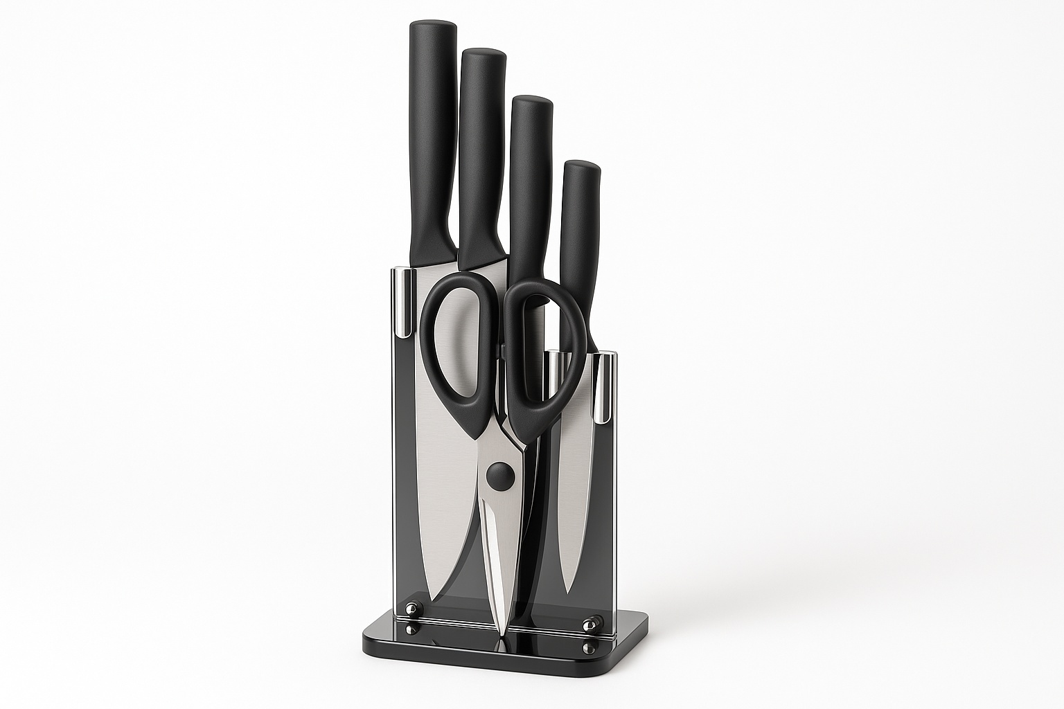 Stainless Steel Rectangular Kitchen Knife Holder Set, 8 Inch