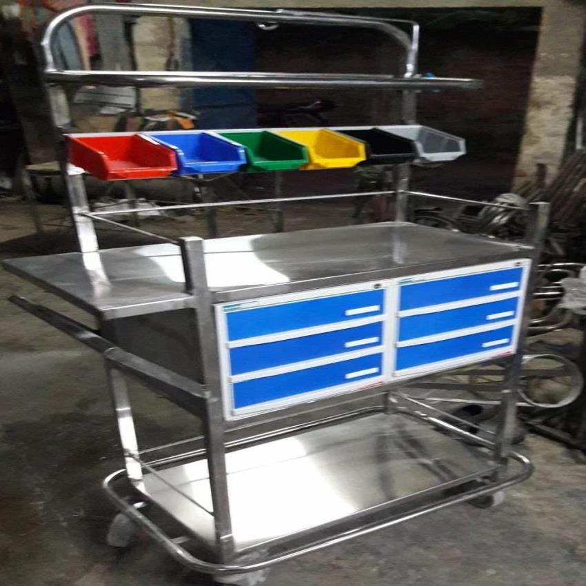 Stainless Steel Hospital Crash Cart Trolley