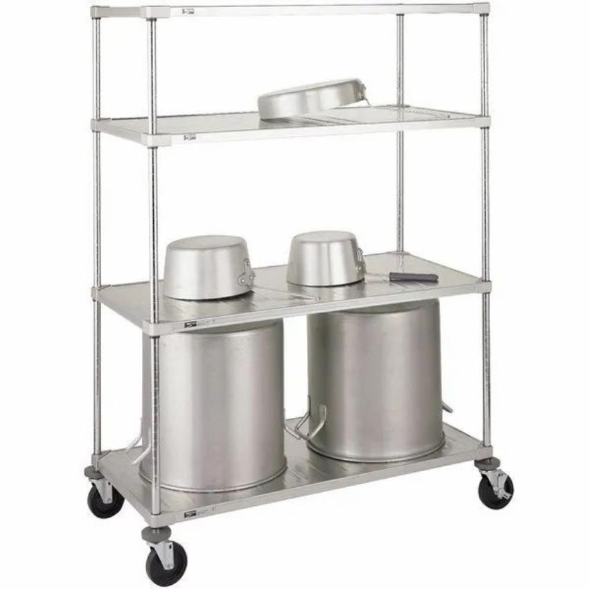 Stainless Steel Pot Rack Trolley, 3 Shelves