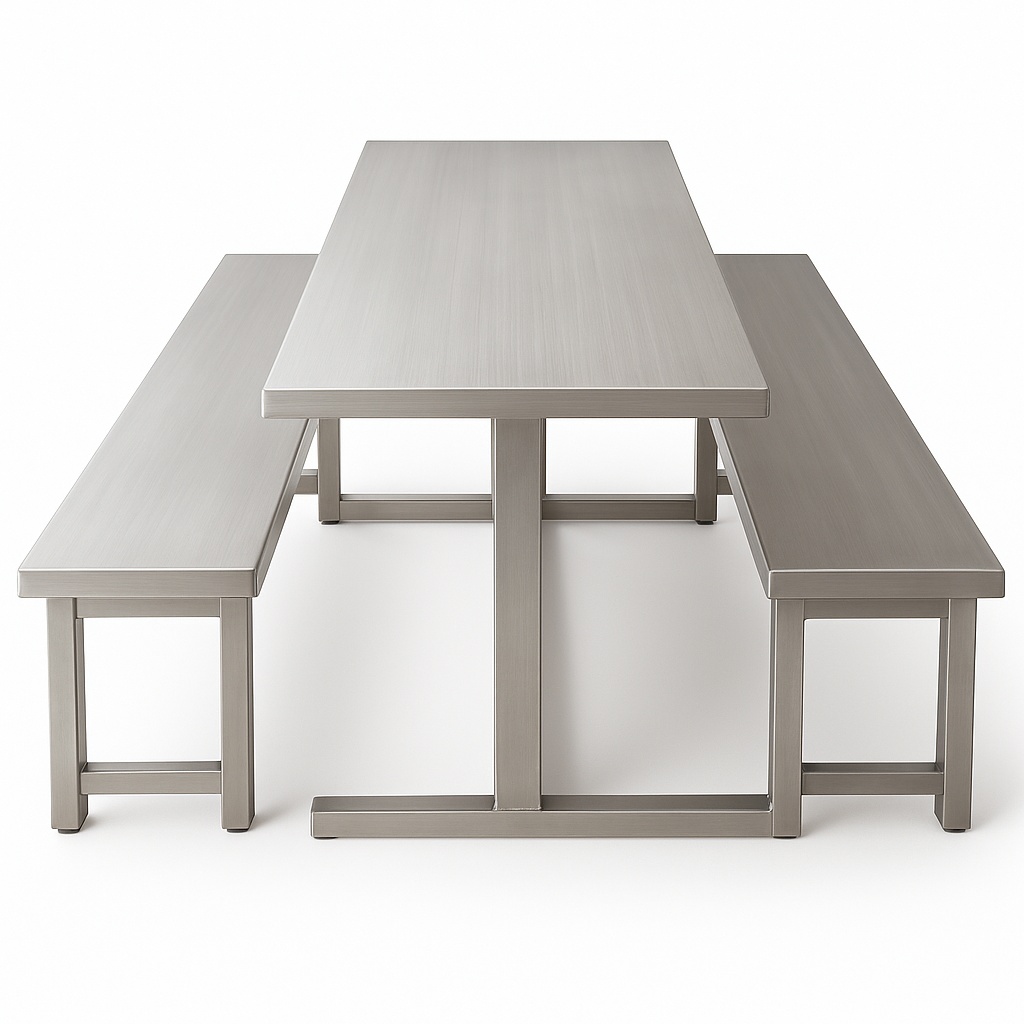 Stainless Steel Table & Bench Set
