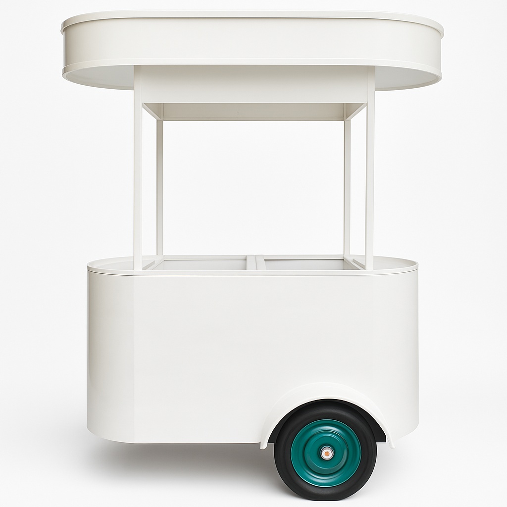 Stainless Steel White Ice Cream Cart
