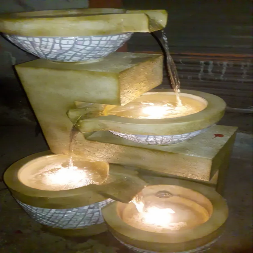 Stone Pot Water Fountain, LED Underwater Light