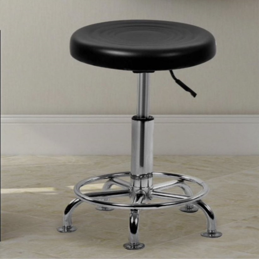 Metal Stool with Leather Seat