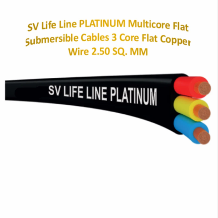 SV Life Line Gold 3 Core Copper Flat Cable, 6.00 Sq. Mm