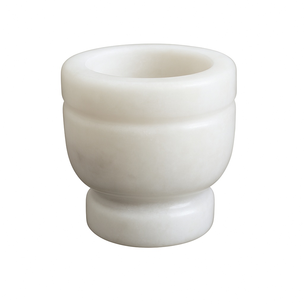 Traditional Round White Marble Mortar, 2x1.5x3 Inch