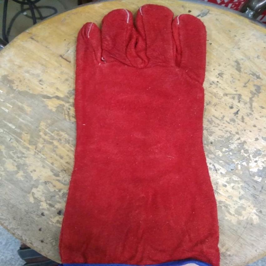 Unisex Red Full Fingered Welding Gloves