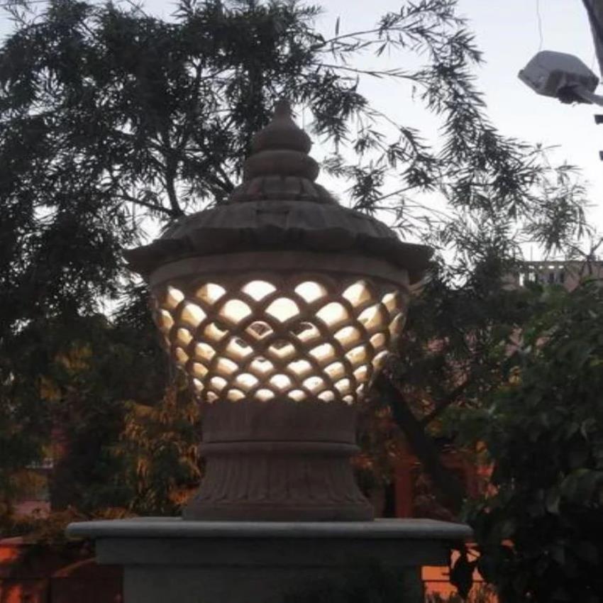 Unpolished Pink Sandstone Pillar Lamp