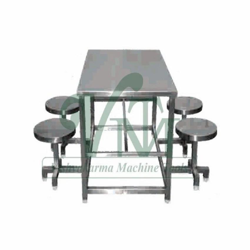 VMT Polished Stainless Steel Dining Table, Commercial
