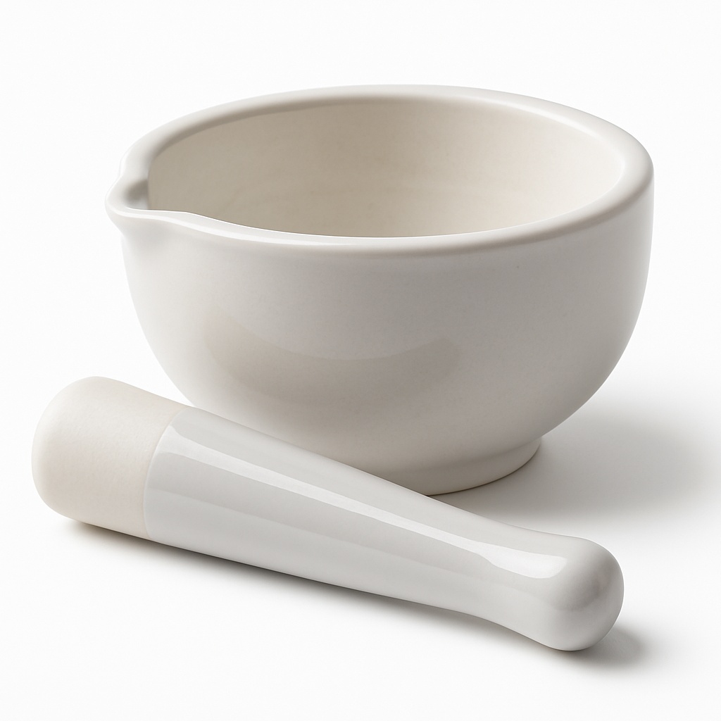 White Porcelain Mortar Pestle