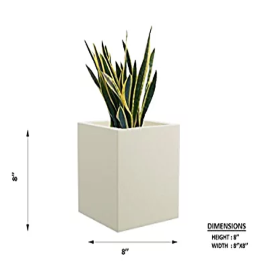 White Fiber Square Garden Planter