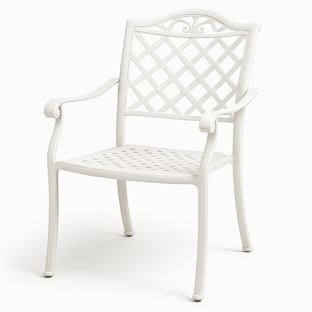 White Iron Armrest Chair