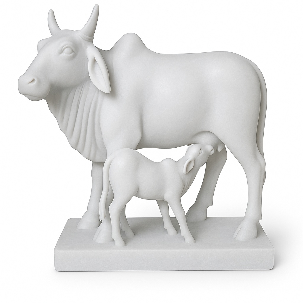 White Marble Ganesha Statue, Exterior Decor, 12 Inch