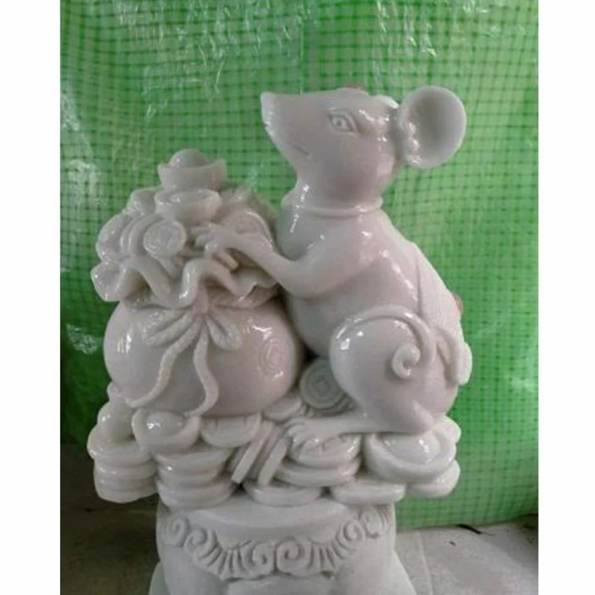 White Marble Ganesha Rat Statue