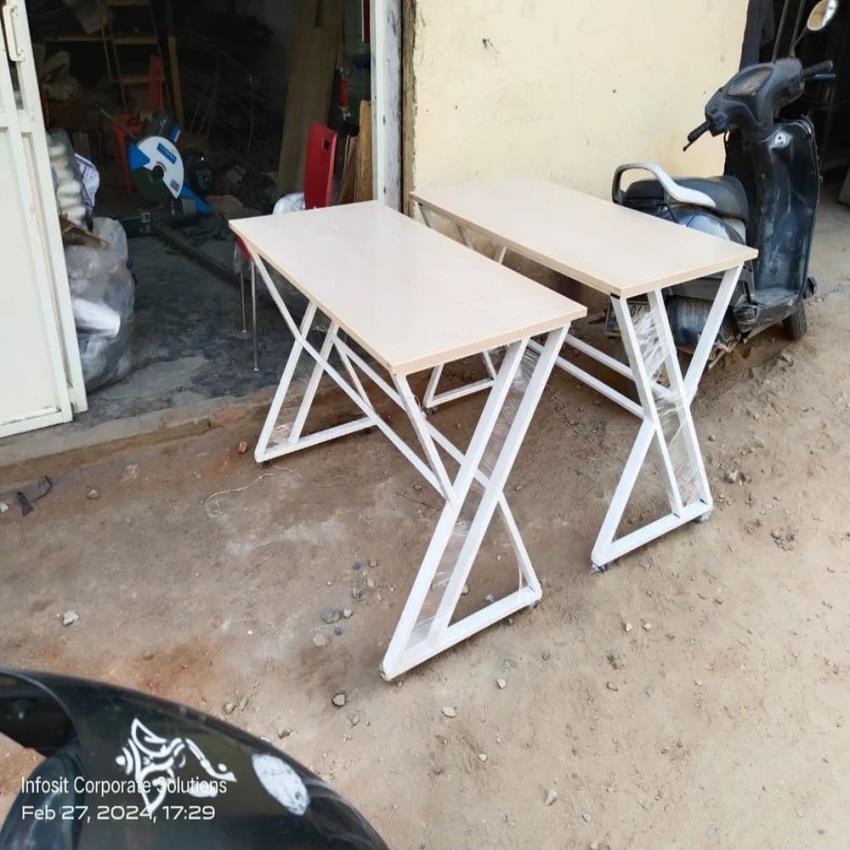 White Mild Steel Cafeteria Table