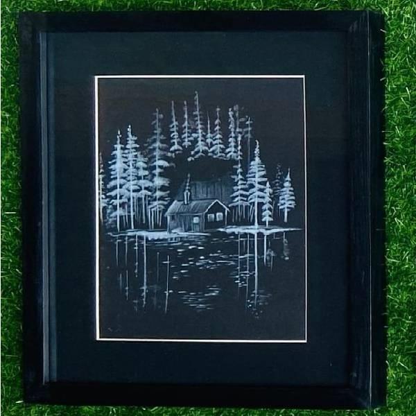 White on Black Painting (Beauty Bloom) - 017