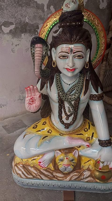 White Painted Marble Lord Shiva Statue (3.5ft)