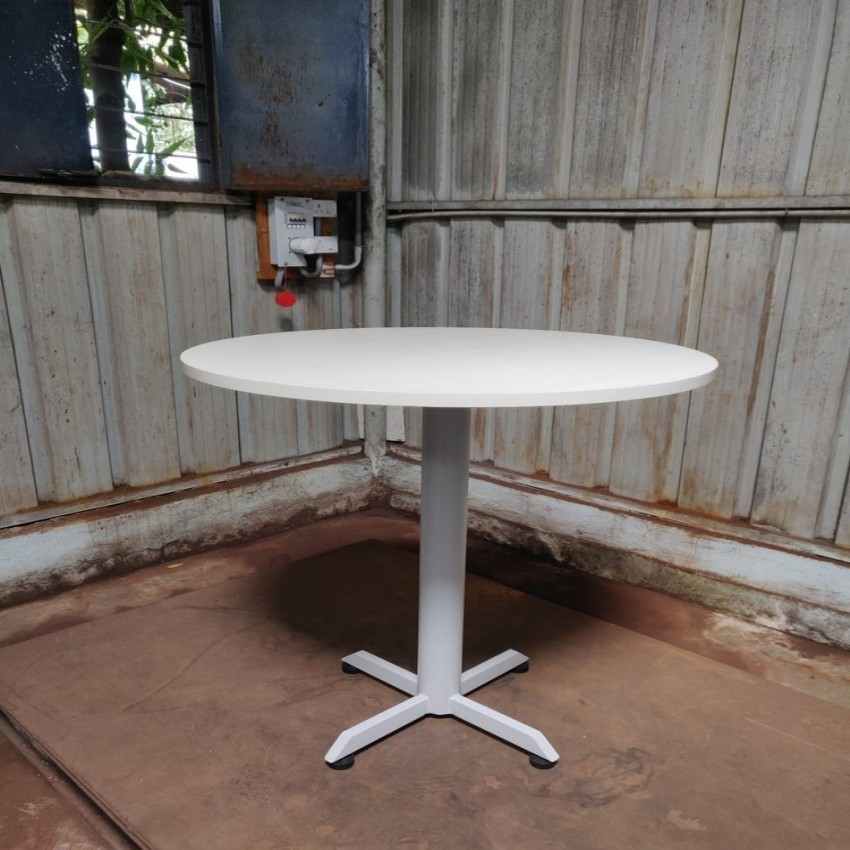 White Steel Office Discussion Round Table (900x1000mm)