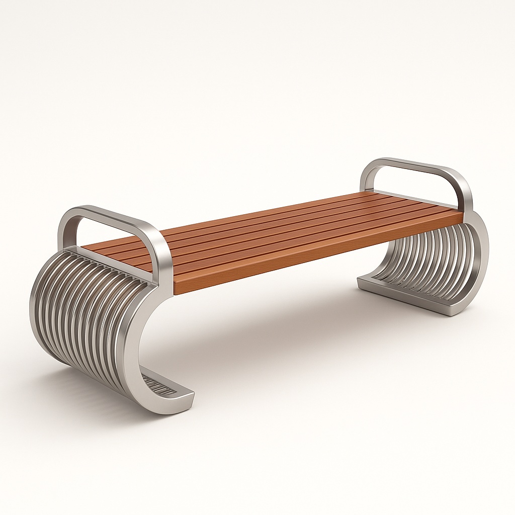 WOODEN TOP STAINLESS STEEL BENCH