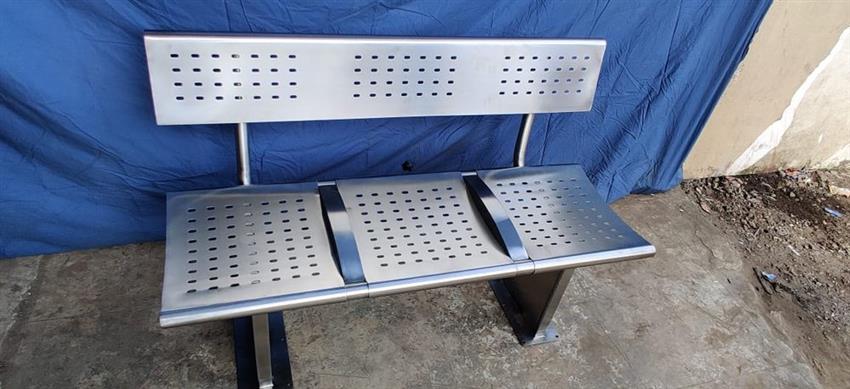 3 Seater Stainless Steel Waiting Bench (No Arms)