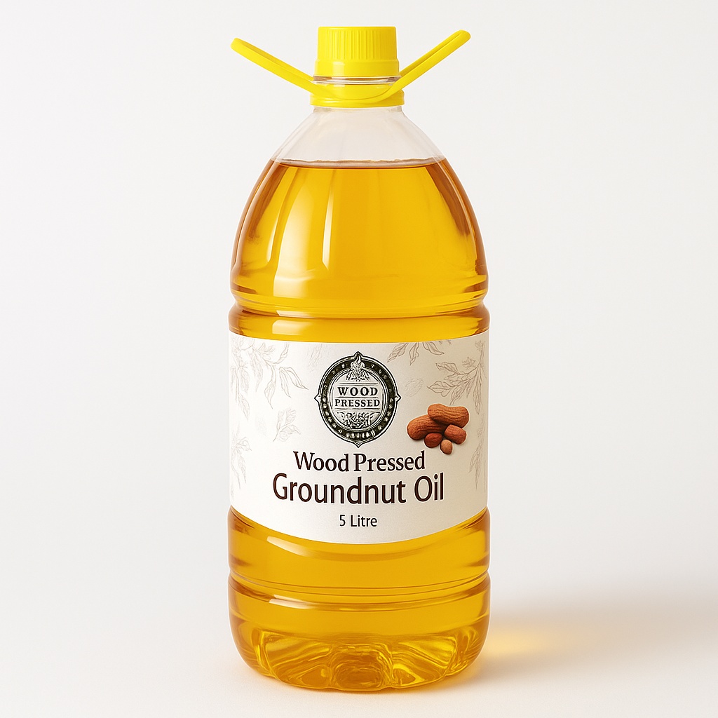 Wood Pressed Groundnut Oil, 5 Litre Jar