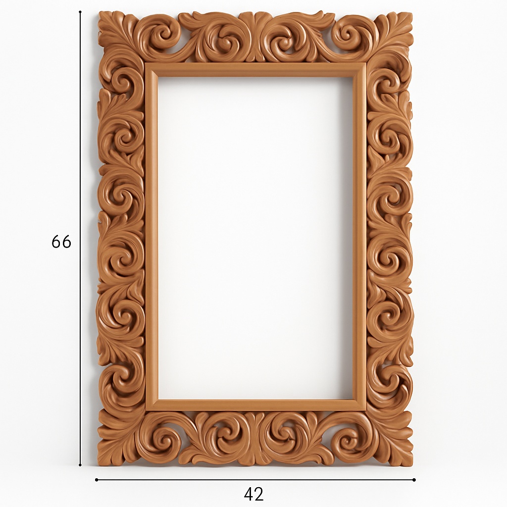Teak Wood Modern Wooden Mirror Frame 42x66 Inches