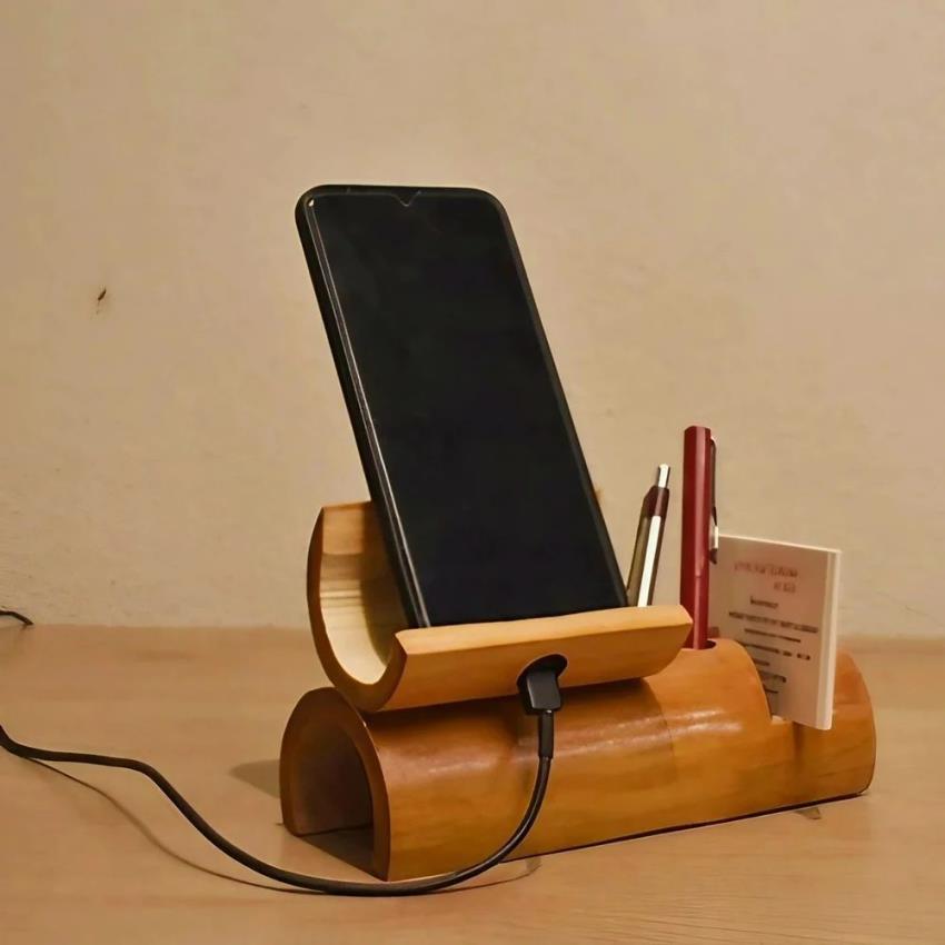 Bamboo Mobile Stand & Desk Organizer