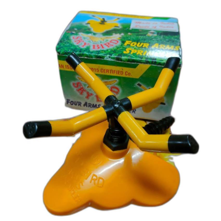 Yellow Black 4-Arm Plastic Water Sprinkler