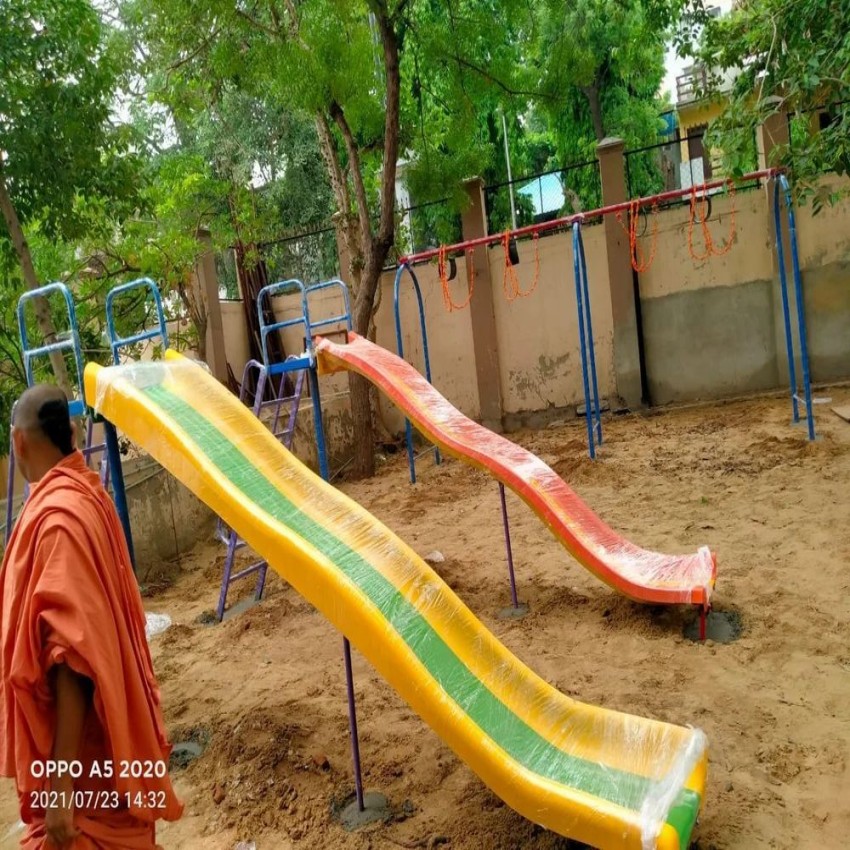 Yellow FRP Double Wave Slide