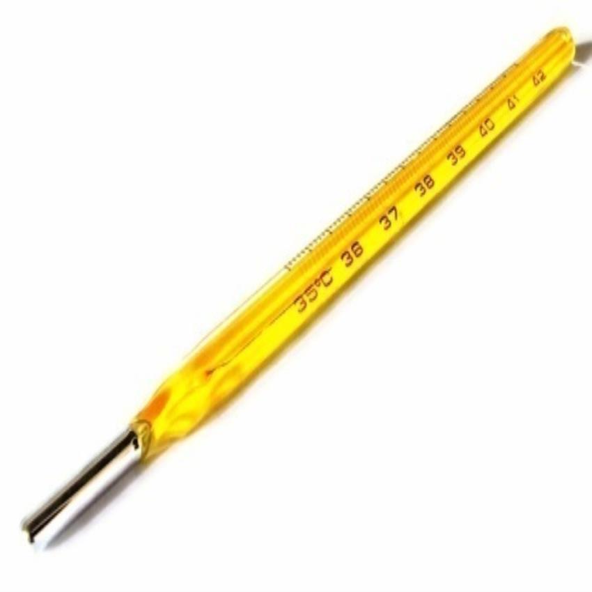 Yellow Glass Mercury Thermometer, 35-45°C
