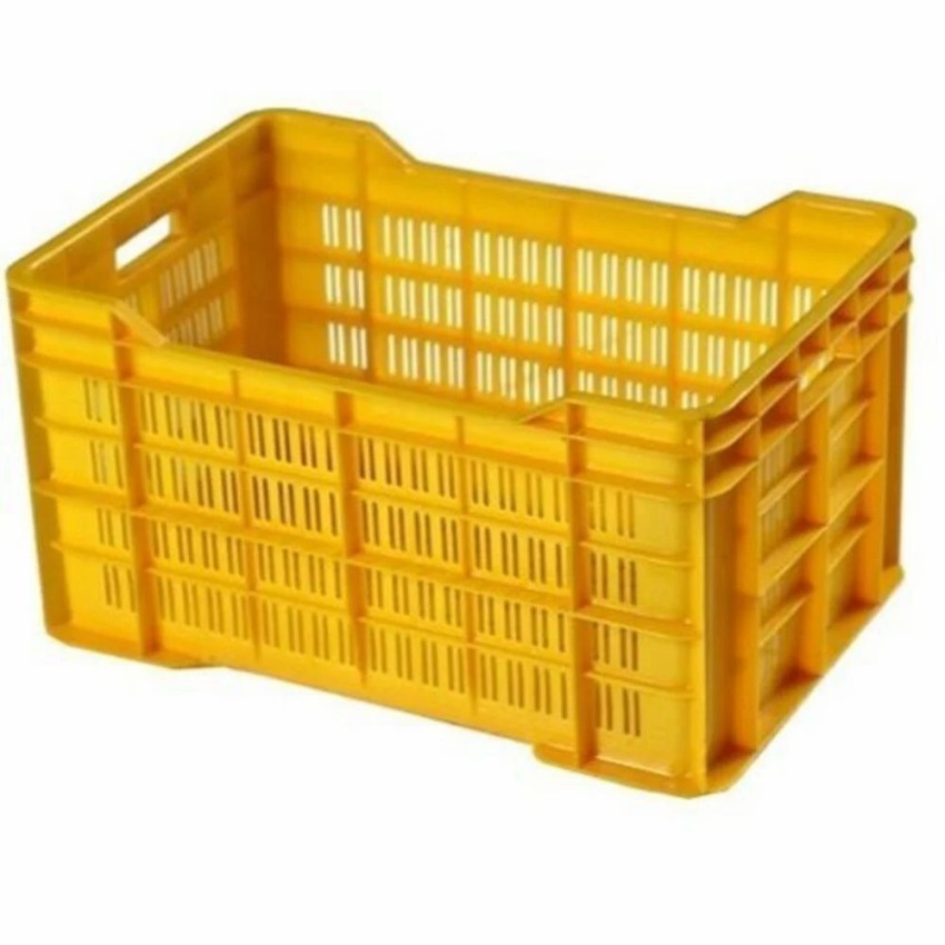Yellow HDPE Crate for Fruits and Vegetables