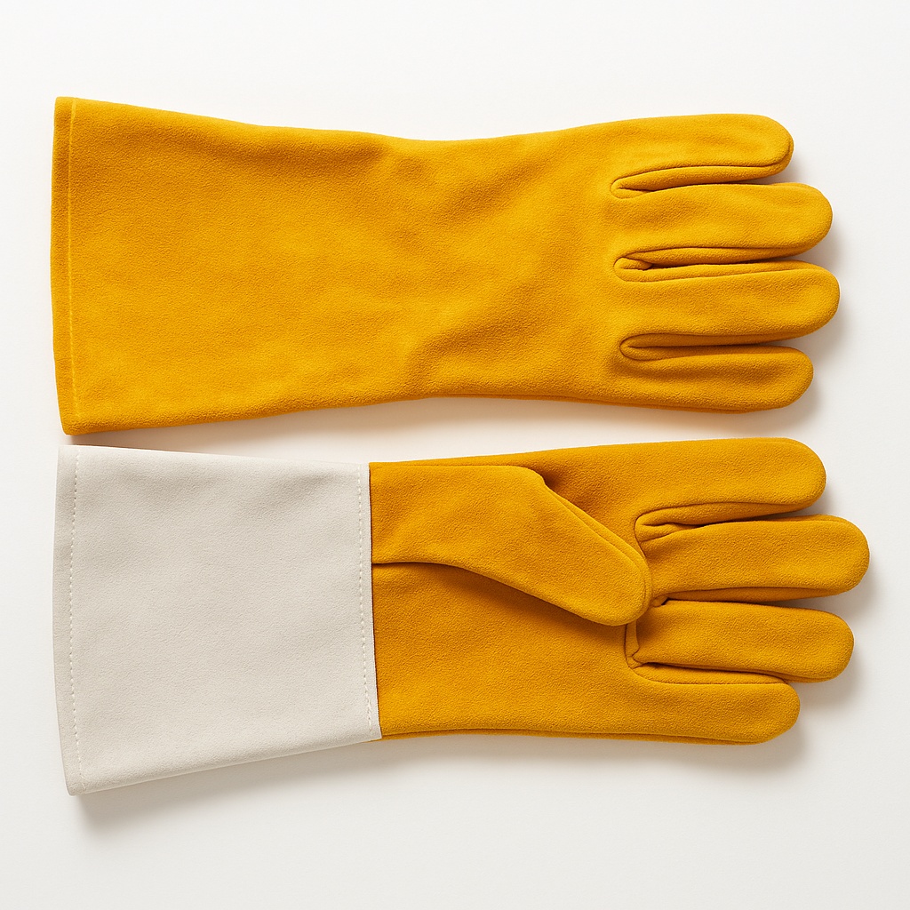 Yellow Leather Hand Work Gloves