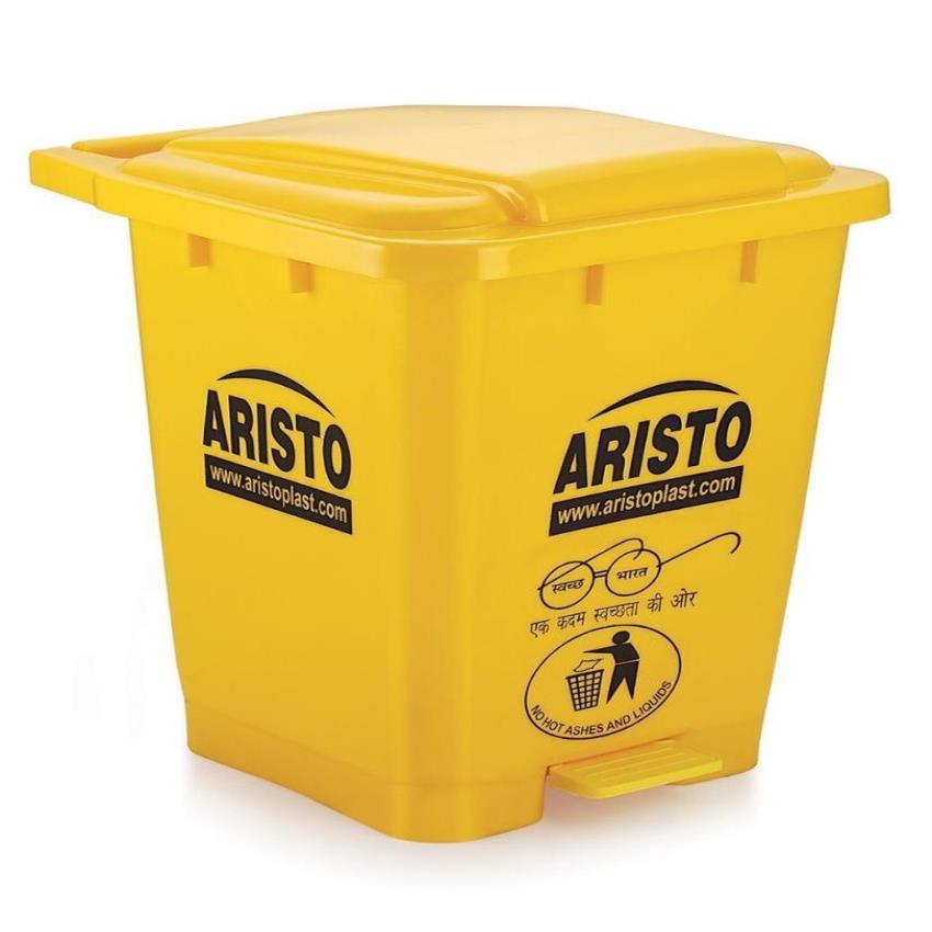 Yellow Foot Pedal Plastic Waste Bin