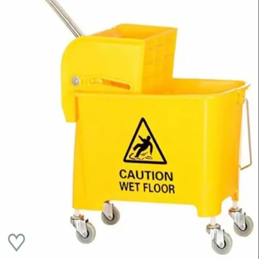 Yellow Plastic Mop Wringer Cart
